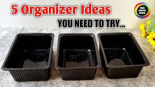 5 DIY Organizers you need to try with Plastic food containers  5 Plastic food containers reuse idea [upl. by Asenab10]