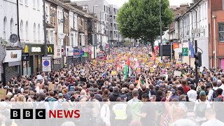 Antiracism protests take place across England after violent unrest  BBC News [upl. by Bennink]