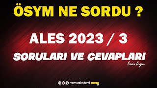 ALES 20233 ÇIKAN SINAV SORULARI VE CEVAPLARI [upl. by Ayifas]