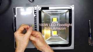 100 Watt LED vs 500 Watt Halogen Floodlight Comparison [upl. by Ahsiekram]