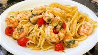 LINGUINE AI GAMBERI shrimp pasta made in Italy  simple ready in 15 mins [upl. by Ruddie414]