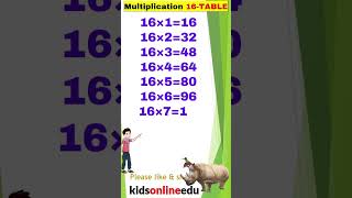 Multiplication table of 16  by kidsonlineedu shorts [upl. by Nosretep]