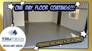 Transforming Your Garage in 24 Hours Watch Our Polyurea Floor Coating Installation [upl. by Ynnij]