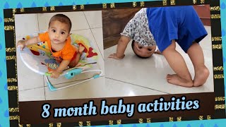 8 month baby activitydevelopment and growth  commando crawlinglearning to stand baby climbs up [upl. by Leotie]