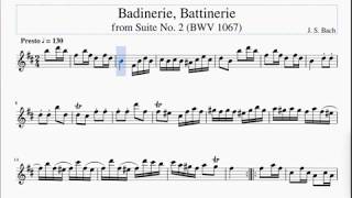 Badinerie Battinerie from Suite No 2 BWV 1067 J S Bach sheet music [upl. by Aciras]