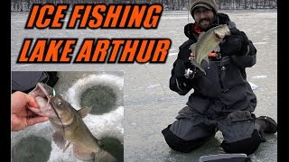 ICE FISHING Lake Arthur Early Season 2016  Crappie Largemouth Bass Channel Catfish [upl. by Eixela]