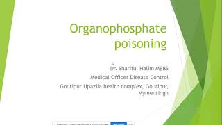 Organophosphorus poisoning Bangla [upl. by Essy]