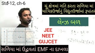 LEC4 std 12 ch 6 ચુંબકીય ક્ષેત્રમાં ગતિ કરતા વાહક સળિયામા ઊર્જાનું સંરક્ષણ લેન્ઝ બળ દાખલા સાથે [upl. by Nurav]