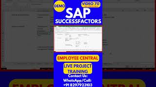 SAP SuccessFactors Employee Central Training Video 70 27th Oct 2024 sapsuccessfactorstraining [upl. by Shelden]