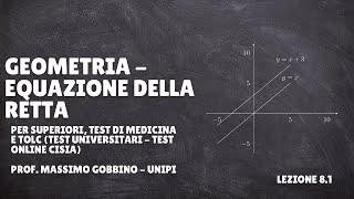 Tolc Matematica di base Superiori e Tolc Medicina Lez81 Equazione della retta [upl. by Eitsyrhc]