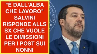 quotÈ DALLALBA CHE LAVOROquot SALVINI RISPONDE ALLS SX CHE VUOLE LE DIMISSIONI PER I POST SUI NONNI [upl. by Schuyler]