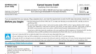 Schedule EIC walkthrough Earned Income Credit [upl. by Iahk478]