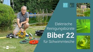 Effektive Reinigung mit der elektrischen Reinigungsbürste Biber 22  Schwimmteich amp Granittreppe [upl. by Consuela]