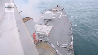 US Navy Destroyer Firing Its Gigantic Mark 45 Gun [upl. by Gwyneth581]