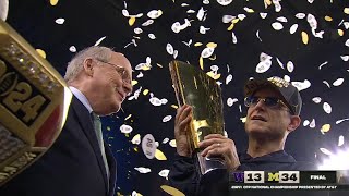 FULL The Michigan Wolverines HOIST the CFP National Championship Trophy  ESPN College Football [upl. by Negaem]