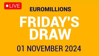 The National Lottery Euromillions Draw Live results from Friday 01 November 2024  Euro Millions [upl. by Oman]