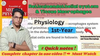 Reticuloendothelial system physiology  tissue macrophages  type amp function of tissue macrophages [upl. by Helmut]