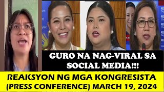 GURO NA NAGVIRAL SA SOCIAL MEDIA REAKSYON NG MGA KONGRESISTA PRESS CONFERENCEwildtvoreg [upl. by Figueroa]