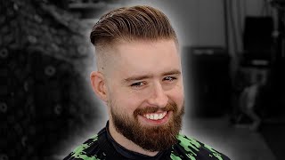 💈 Disconnected Pompadour Brad Pitt Fury Style Haircut [upl. by Dinnage]