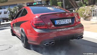 Mercedes C63 AMG by TIP Exclusive Doing Burnouts amp Revs in Monaco [upl. by Tybald]