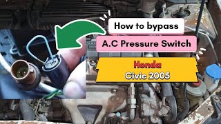 How to Bypass 2 wire AC Pressure Switch  AC Not Working  Honda Civic [upl. by Arriaet]