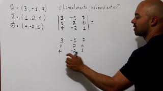 INDEPENDENCIA Lineal Usando DETERMINANTE  3 vectores en R³ [upl. by Jansson201]