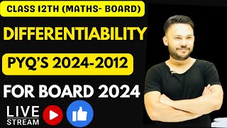 One Shot Video  Differentiability PYQ 2024  2012  NCERT Class 12  Chapter 5 Board Exam 2024 [upl. by Merridie430]