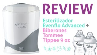 Review Esterilizador biberones eléctrico Evenflo Advanced  biberones Tommee Tippee Closer to Nature [upl. by Htennaj245]