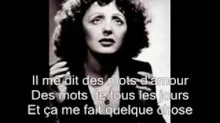 Edith Piaf La vie en rose with lyrics [upl. by Omarr]