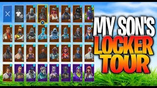 My Sons Fortnite Locker Tour NolanSuperSaiyan Season 1 Through 8 Locker Showcase [upl. by Pascasia]