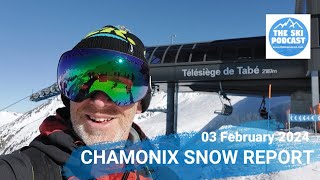 Chamonix Grands Montets Snow Report  03 February 2024 [upl. by Assennev]