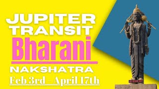 Jupiter transit to Bharani Nakshatra  February 3rd  April 17th  For all Ascendants [upl. by Atikam]