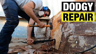 Removing a ROTTEN and PATCHED TRANSOM from boat Pacemaker 20ft  Full BOAT RESTORATION V2  Part 4 [upl. by Lleruj]