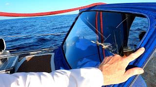 We fix our polycarbonate sprayhood windows at sea [upl. by Asyram]