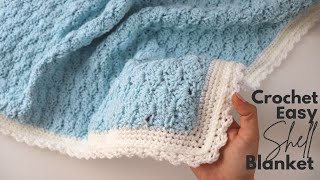 Crochet Easy Shell Stitch Blanket  Beginner Friendly Tutorial [upl. by Giffer]