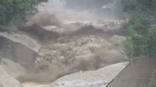 Violent Debris Flow Crashes Down Swiss Alps After Heavy Rainfall [upl. by Kyla]