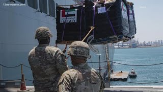 Militarys JLOTS humanitarian aid pier is in place in Gaza [upl. by Sheeb]