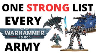 One Strong Army List for Every Warhammer 40K Army in 10th Edition  Competitive Tournament Rosters [upl. by Elyrpa]