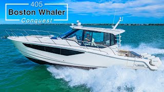 Boston Whaler 405 Conquest  42ft Yacht  Quad 300hp Mercury Engines  Sarasota Florida [upl. by Auliffe289]