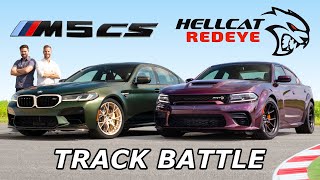 2022 BMW M5 CS vs Dodge Charger Hellcat Redeye  DRAG RACE ROLL RACE amp LAP TIMES [upl. by Maddie]