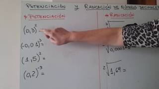 POTENCIACIÓN y RADICACIÓN de NÚMEROS DECIMALES [upl. by Persis]