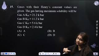 Gases with their Henry s constant values are given The gas having maximum solubility will [upl. by Baynebridge]