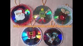 Enfeite para Árvore de Natal Com CD Reciclado [upl. by Browne890]