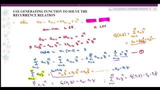 Recurrence Relation Example Solve recurrence relation using Generating Function DM Part14 [upl. by Smail]