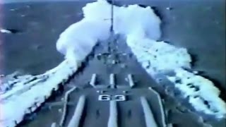 Battleship USS Missouri BB63 in heavy seas  1980s [upl. by Irac534]