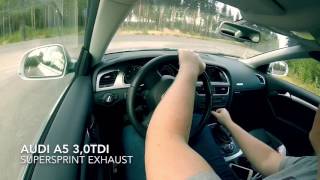 Audi A5 30tdi  Supersprint race exhaust country road in northern Sweden [upl. by Castra540]