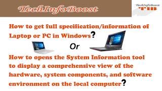 How to get full specificationinformation of Laptop or PC in Windows [upl. by Attesoj]