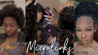 FIRST TIME DIY Curly Microlinks on my 3C Natural Hair At Home  Curlsqueen [upl. by Eusadnilem]