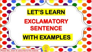 Exclamatory Sentences Exclamatory Sentences Examples S2LEARN [upl. by Baptlsta]