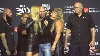 Holly Holm vs Kayla Harrison LONG FIRST Face Off at UFC 300 [upl. by Malinowski]